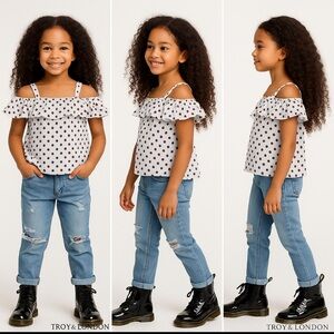 Troy x London girls light blue polka dot top Size 3T